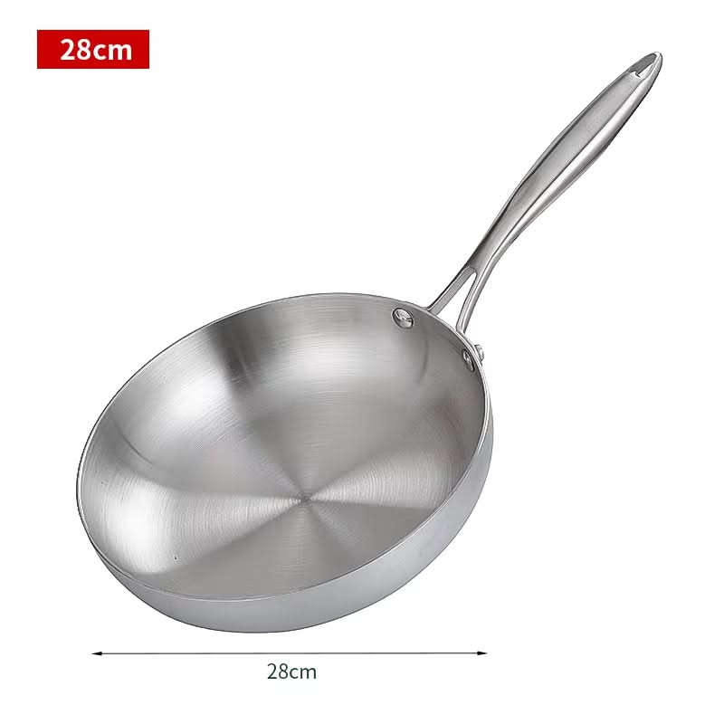 Stainless Steel Non-Stick Frying Pan – Uncoated Kitchen Cookware, Ideal for Searing Steaks and Versatile Cooking on Gas and Induction Cooktops