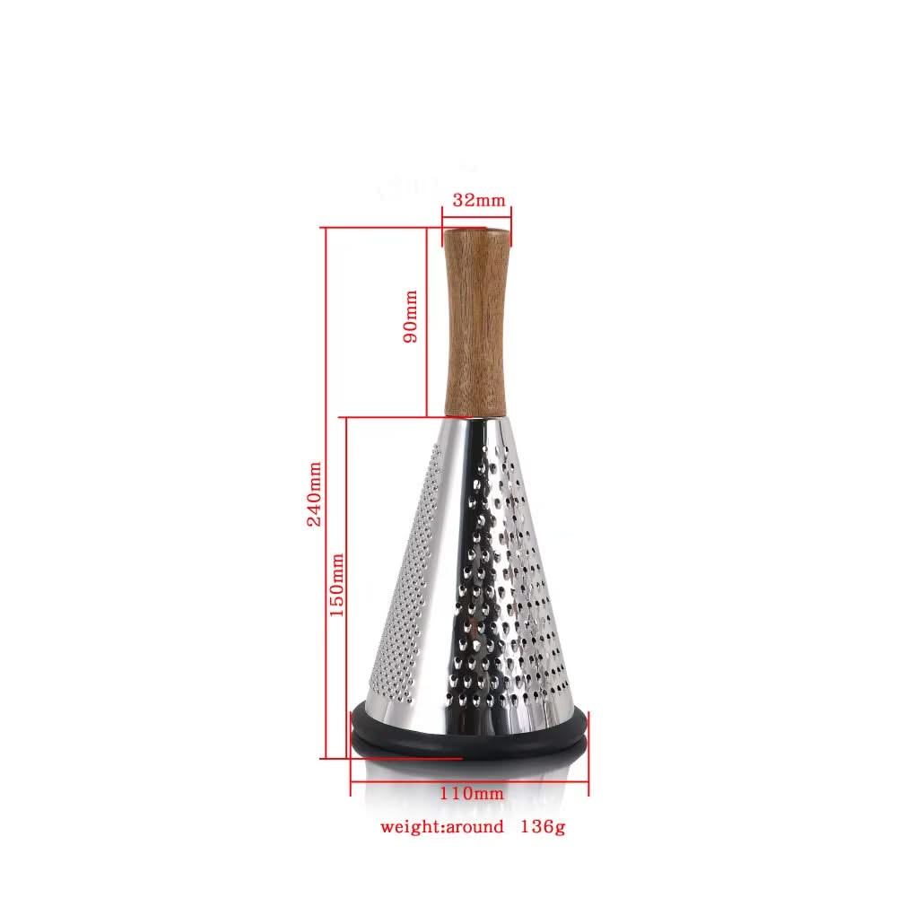 Modern Multi-functional Cone-Shaped Grater 3-Side Grater and Zester – Ideal for Cheese, Vegetables, and Fruits in the Kitchen (Silver), Available in 4 Sizes
