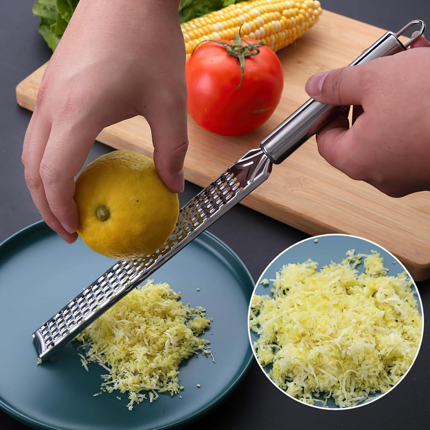 Stainless Steel Cheese Grater with Long Handle & Hanging Hole – Multipurpose Kitchen Gadget for Cheese, Chocolate, Carrot, Ginger, and Parmesan