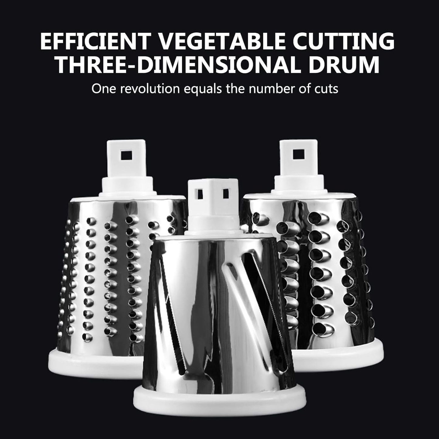 3 in 1 Rotary Cheese Grater – Multifunctional Slicer and Shredder with Easy-to-Swap Stainless Steel Interchangeable Rotating Drum Blades for Effortless Kitchen Prep Tool