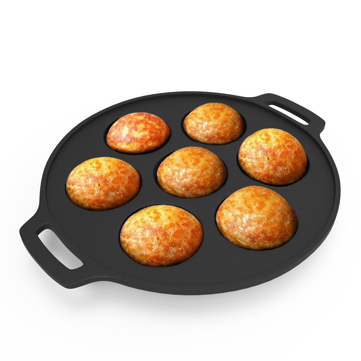 7 Pit Pre-Seasoned Cast Iron Paniyaram Pan, Non-stick, Induction Friendly, Appe/Paddu Pan