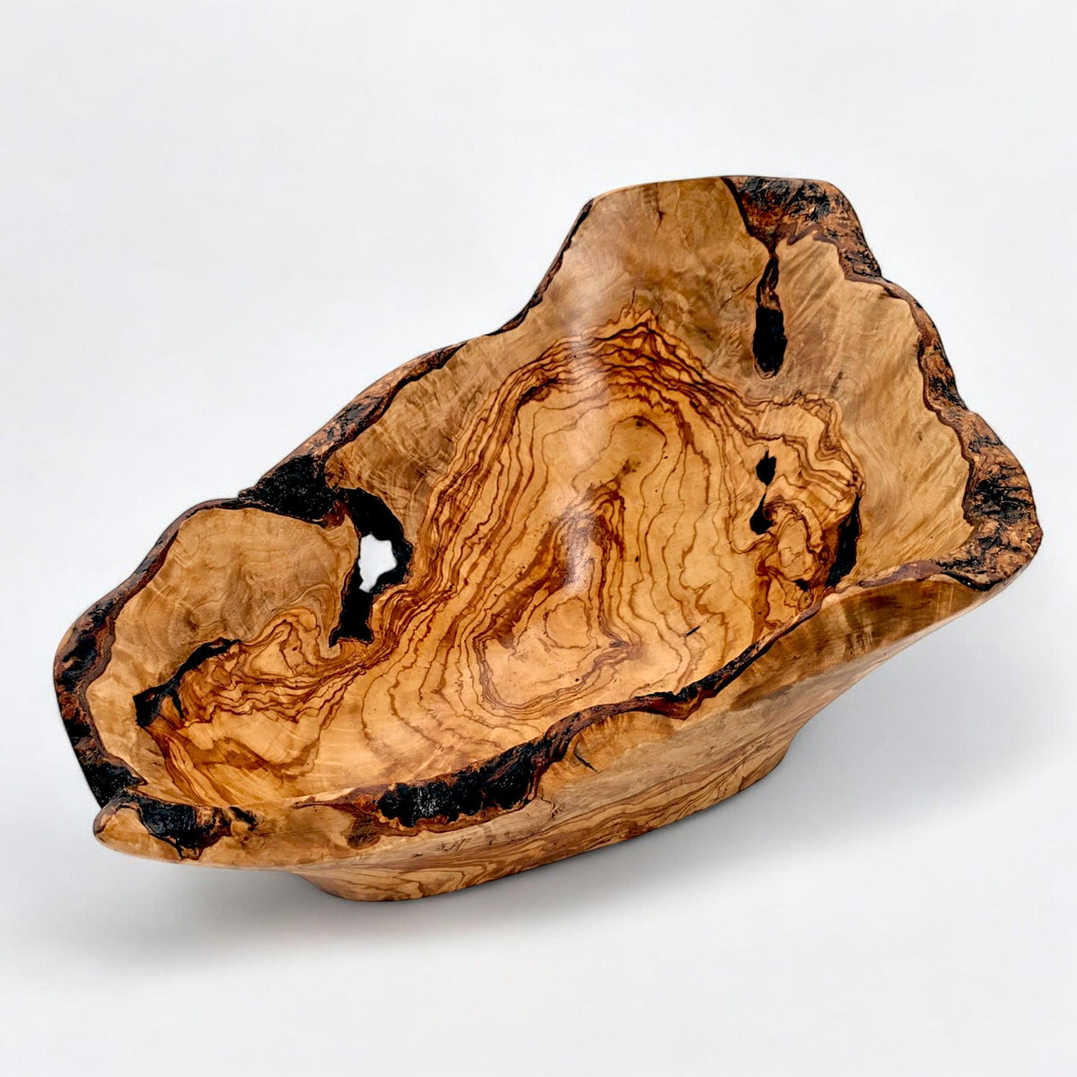 Hand-Carved Olive Wood Fruit Basket | Centrepiece | 45×30×15 cm