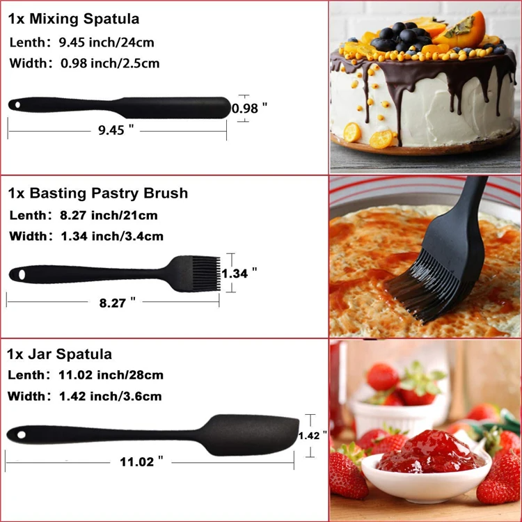 6-Piece Silicone Spatula Set – Non-Stick Heat-Resistant Utensils for Cooking, Baking, Mixing & Spreading – Includes Large Spoon Spatula, Large Spatula, Jar Spatula, Brush, Small Spoon Spatula & Small Spatula – BPA-Free -Available in red or black colour