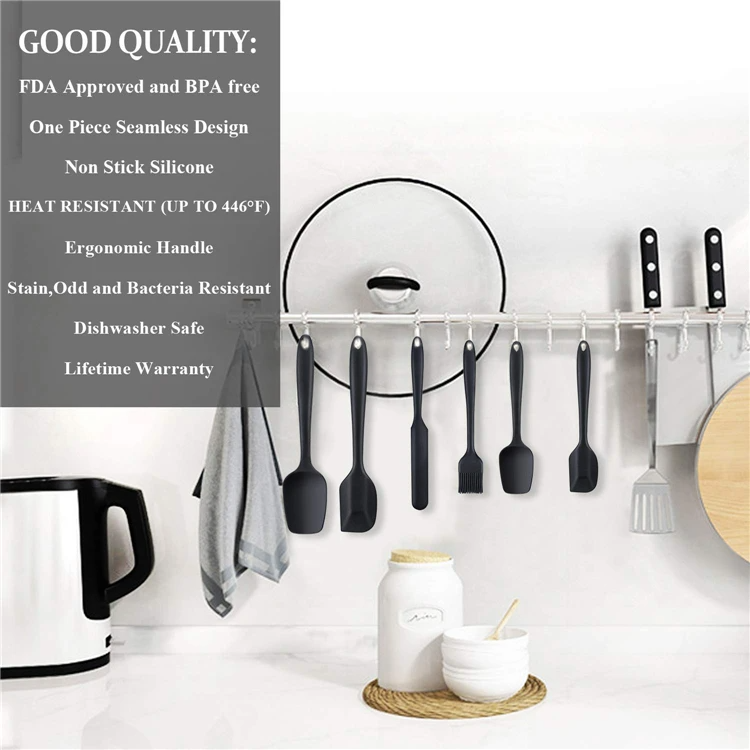 6-Piece Silicone Spatula Set – Non-Stick Heat-Resistant Utensils for Cooking, Baking, Mixing & Spreading – Includes Large Spoon Spatula, Large Spatula, Jar Spatula, Brush, Small Spoon Spatula & Small Spatula – BPA-Free -Available in red or black colour