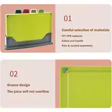 4-Piece Non-Slip Coloured Cutting Board Set – Includes Index Boards with Stand for Organized and Hygienic Food Prep