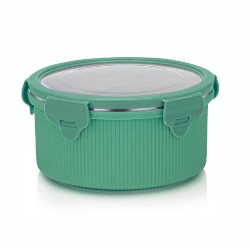 Microsafe Round Steel Container with Steel Lid 1050 ml Green