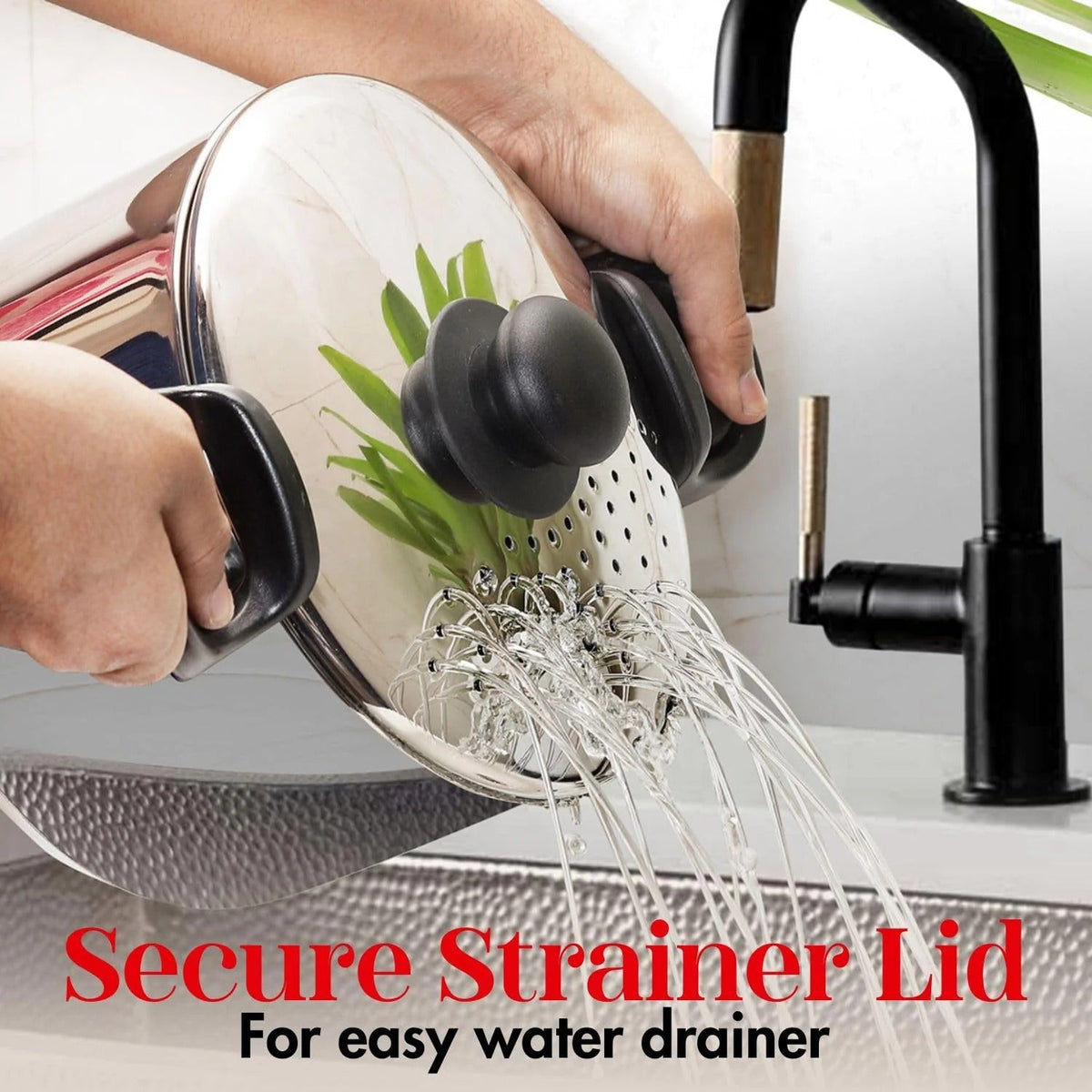 Stainless Steel Pasta Pot with Strainer Lid 6.8L
