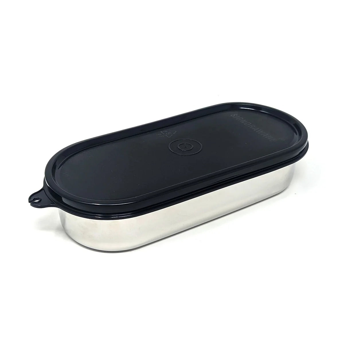 Signoraware Flat Container Oval Steel 650ml Black