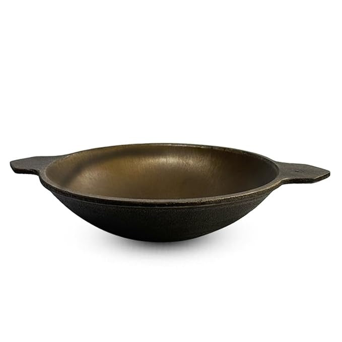 Pre-seasoned Cast Iron Appam Pan With Glass Lid, Gas Compatible, Nonstick Appam Pan
