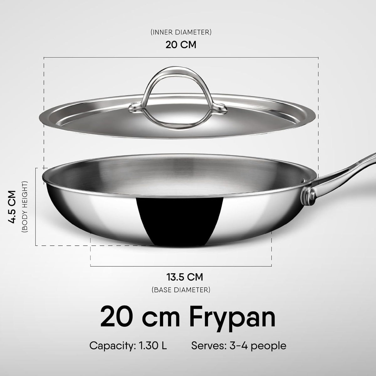 Fry Pan 20 cm Triply Stainless Steel