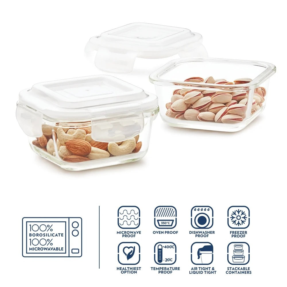 Square Glass Container 320 ml ( Set of 2 )