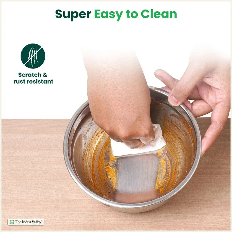 Stainless Steel Mixing Bowl Set with Lids 3 Pieces (0.7L, 1.0L, 1.3L) Food Safe Non-Reactive