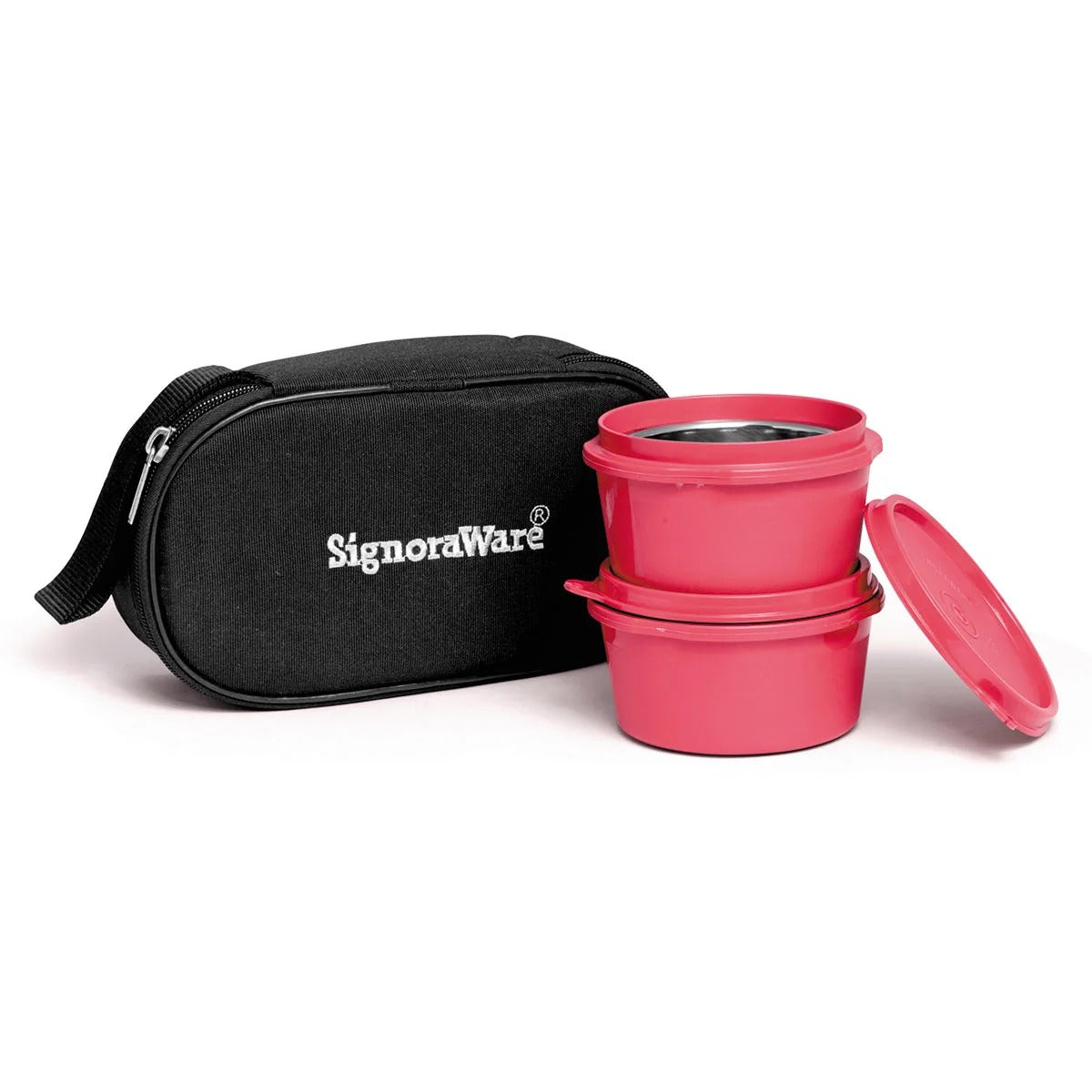Signoraware Microsafe Midday Steel Lunch Box Red