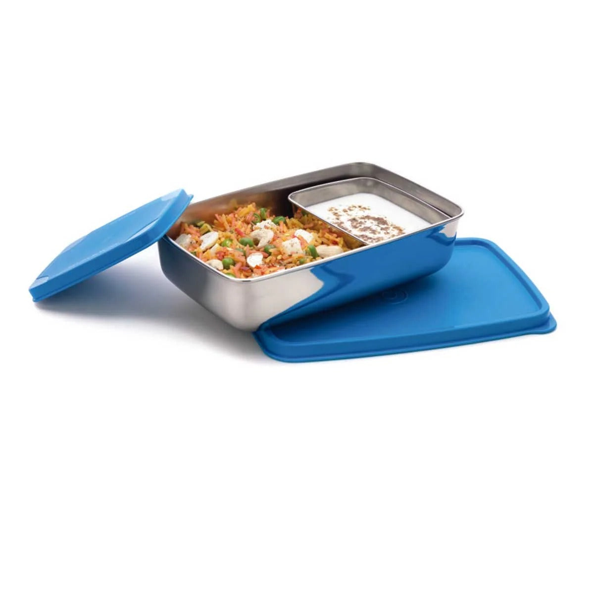 Compact Steel Small Lunch Box Blue