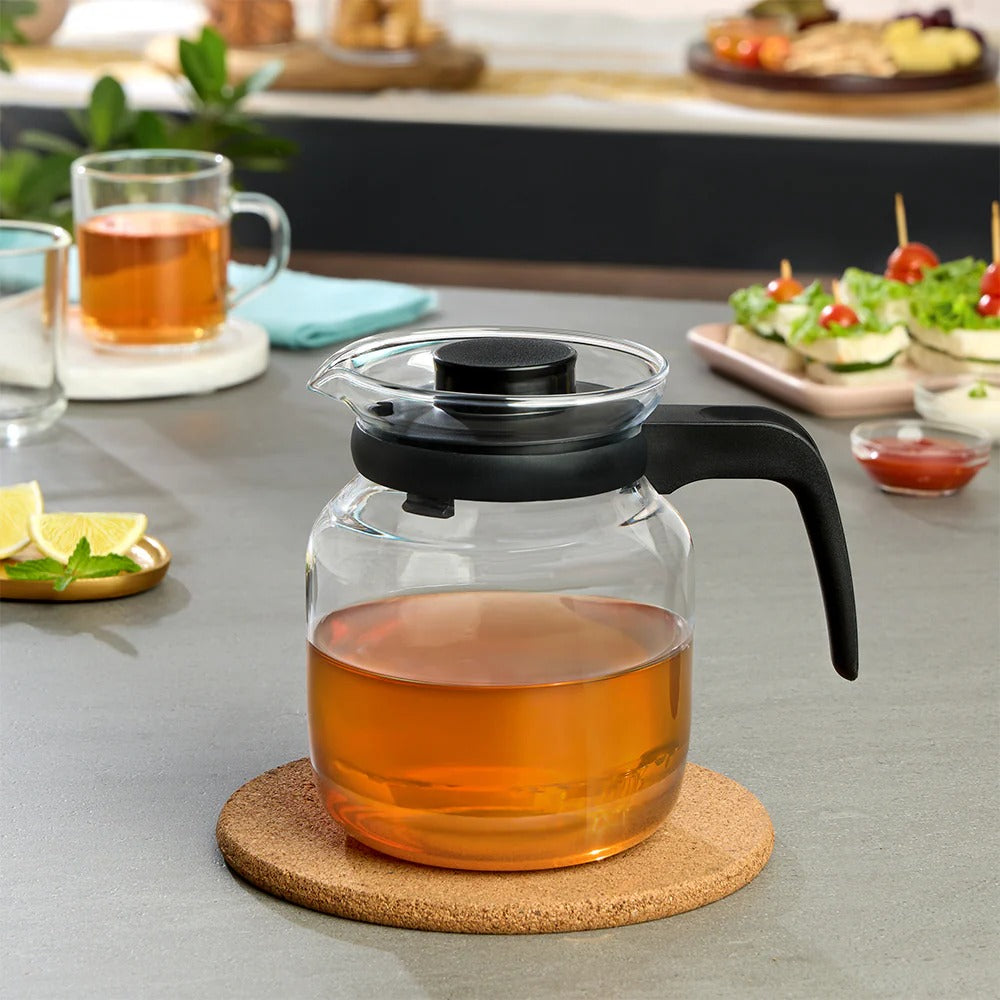 Glass Kettle Tea Coffee Teapot Carafe 1.2L