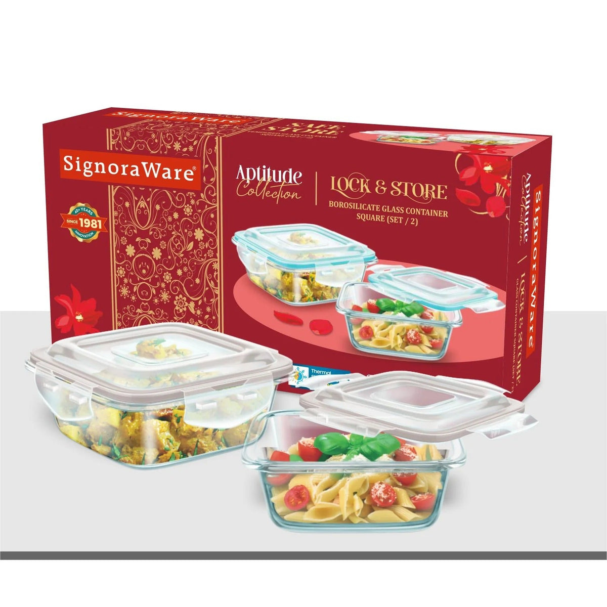 Safe N Store Tempered Glass Container Set (520 ml + 320 ml)