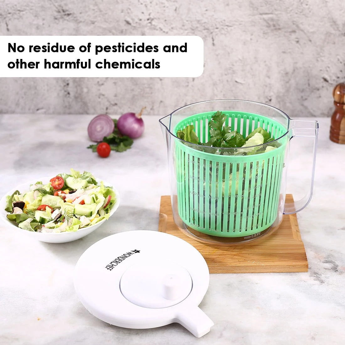 Vegetable Cleaner with Salad Spinner Green White