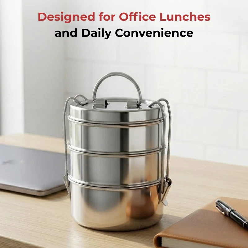 Stainless Steel Lunch Tiffin Set of 3 (9 inch)
