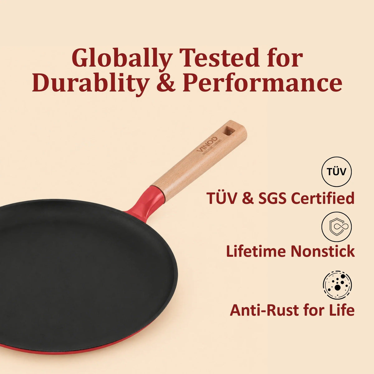 Vinod Cast Iron Freya Dosa Tawa Pre-Seasoned Induction Compatible