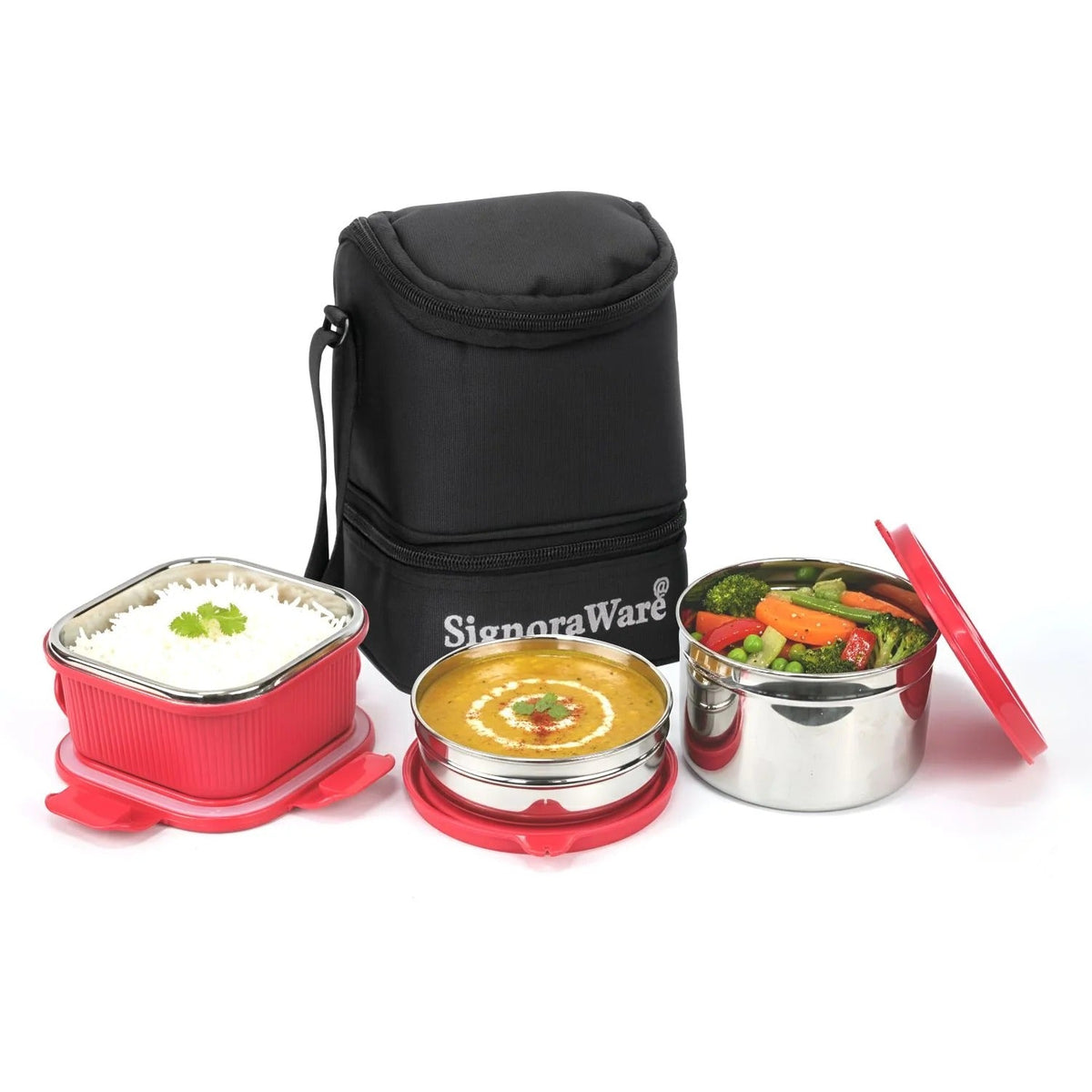 Steel Lunch Box - Trio Steel Lunch Box Red