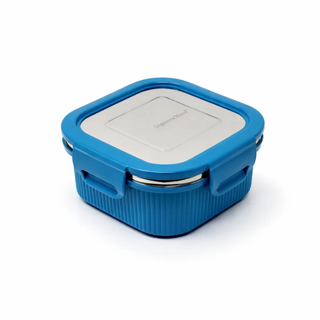 Microsafe Square Steel Container 400 ml Teal Blue