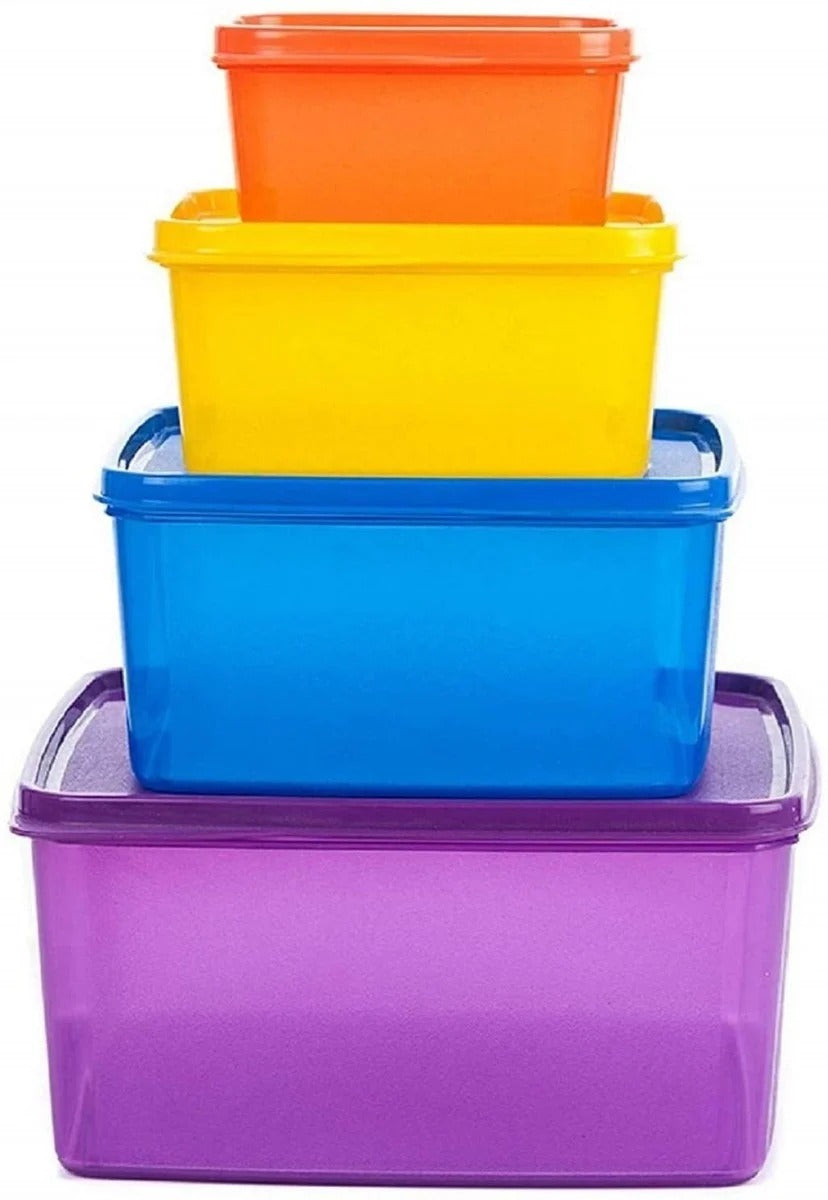 Family Fresh Plastic Storage Container Set of 4 Multicolor (2500 ml + 1200 ml + 500 ml + 160 ml)