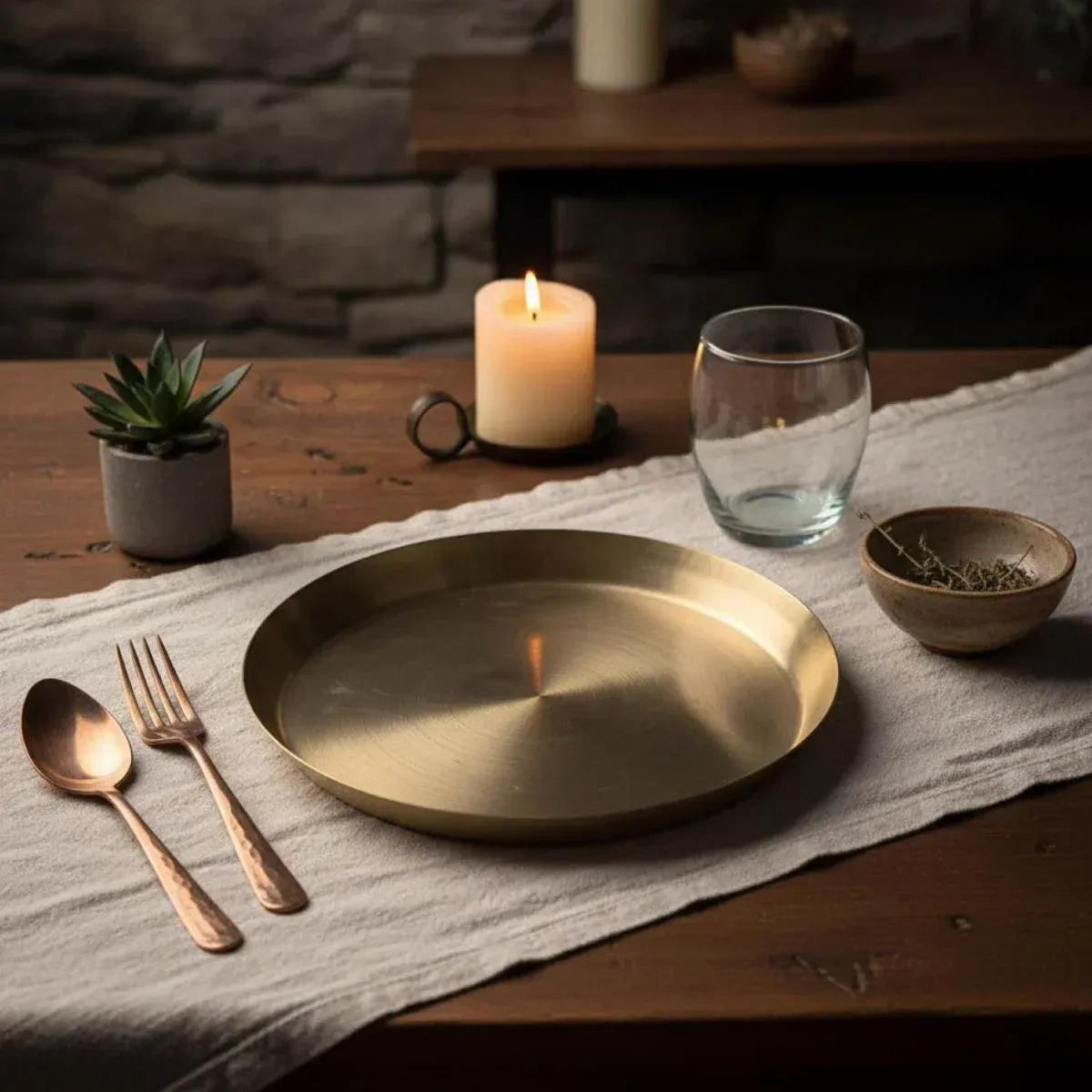 Kansa Thali Matt Finish Bronze Dinner Plate