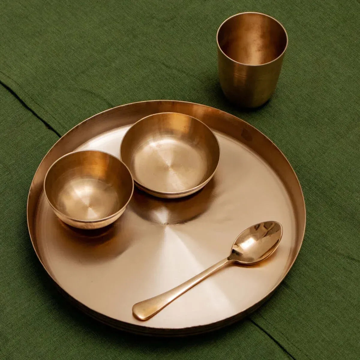 Kansa Thali Set Gujarat Bronze Dinner Set Handcrafted