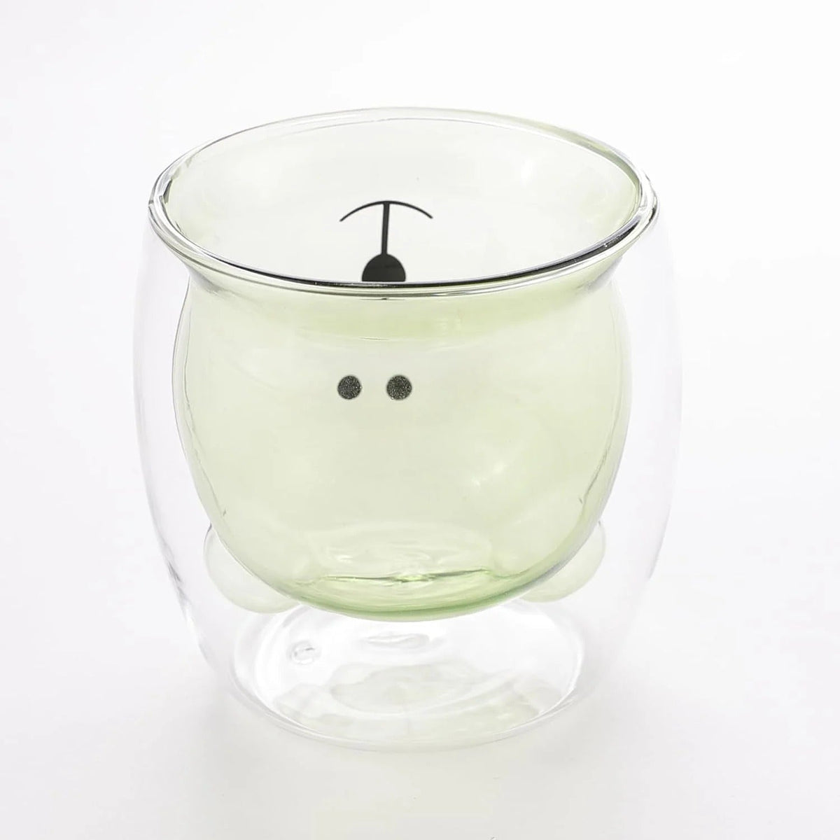 6 Pcs Cute Teddy Bear Borosilicate Double Wall Glass Cups 250 ml, Pack of 3, Green