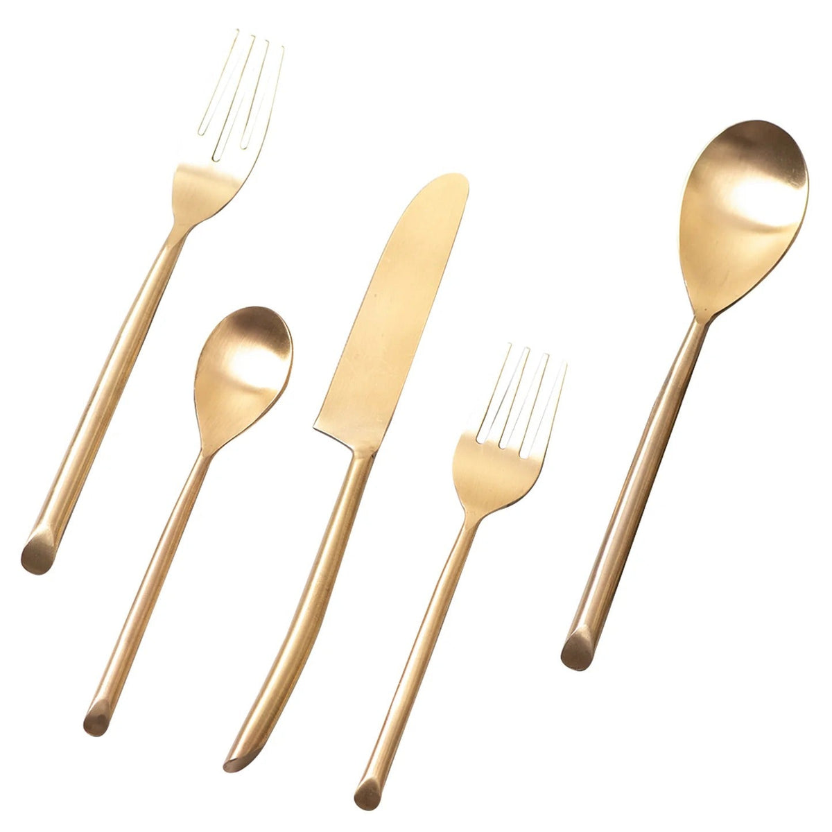 Gold Dipped Flatware Set of 5 Premium Stainless Steel