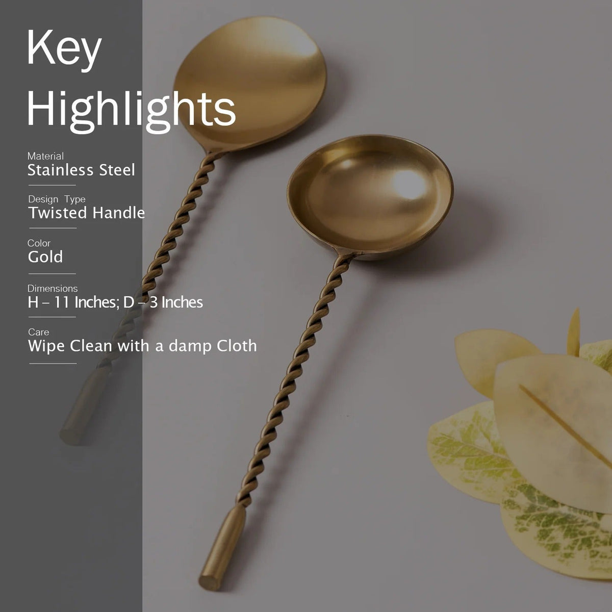 Serving Spoons Set of 2 Silver Stainless Steel