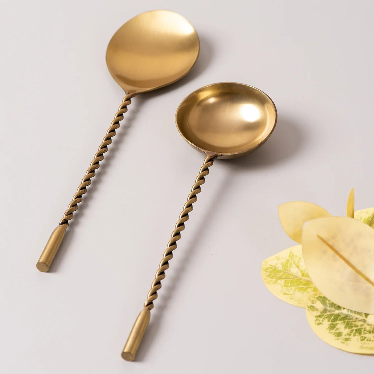 Gold Serving Spoons Set of 2 Gold Finish