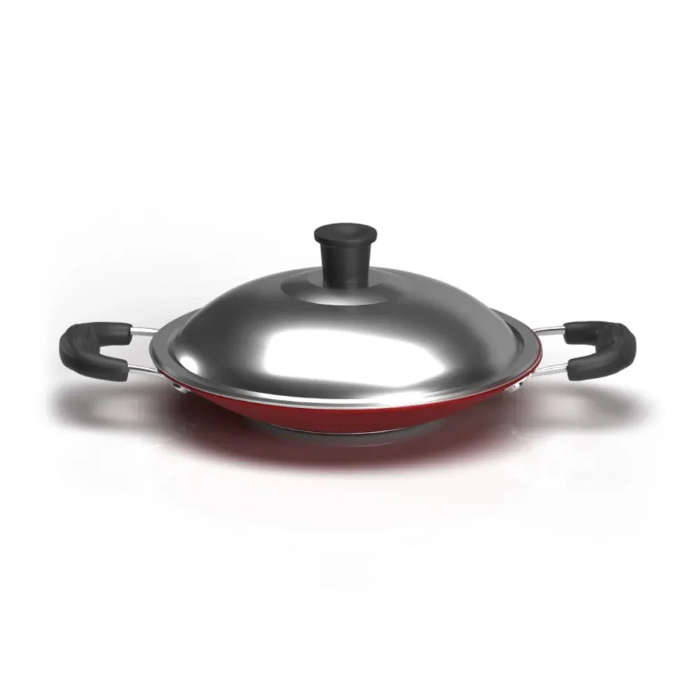 Premium Non-Stick Aluminium Appachatty 20 cm Maroon Induction Base