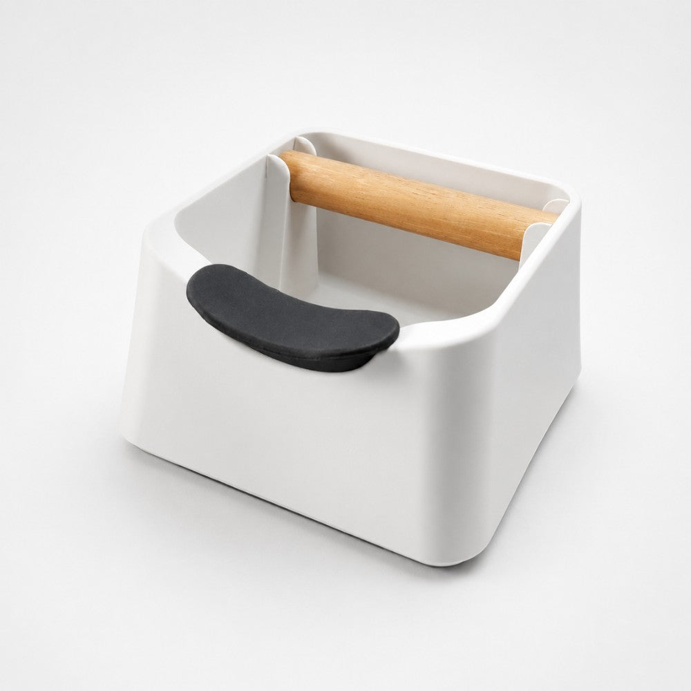 3-in-1 Espresso Knock Box with Portafilter Stand & Oak Wood Knock Bar