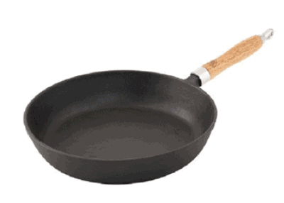 Cast Iron Cooking Pan with Wooden Handle 27cm