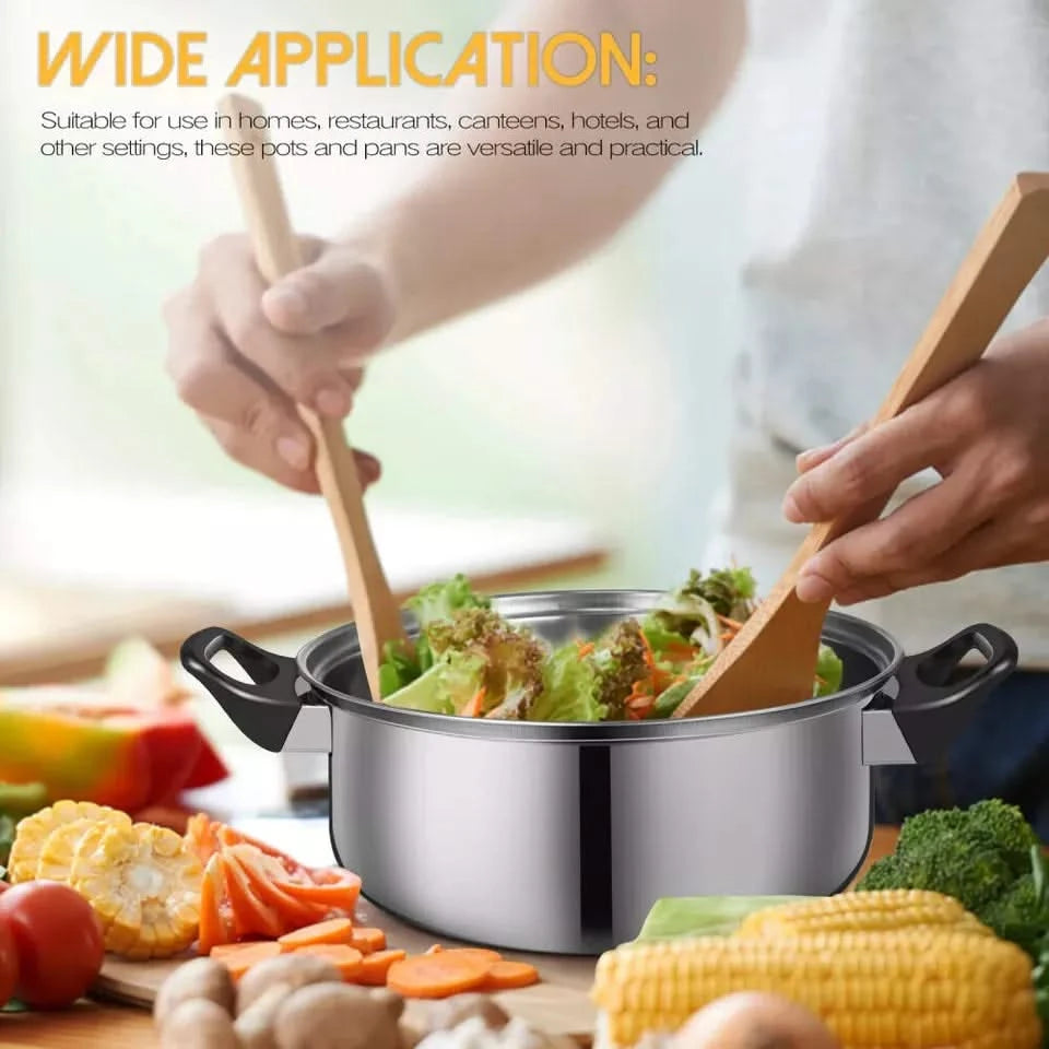 12-Piece Stainless Steel Cookware Saucepan Set with Glass Lids – Includes Saucepans and Pots for Kitchen Cooking, Compatible with Induction, Gas, and Electric Hobs