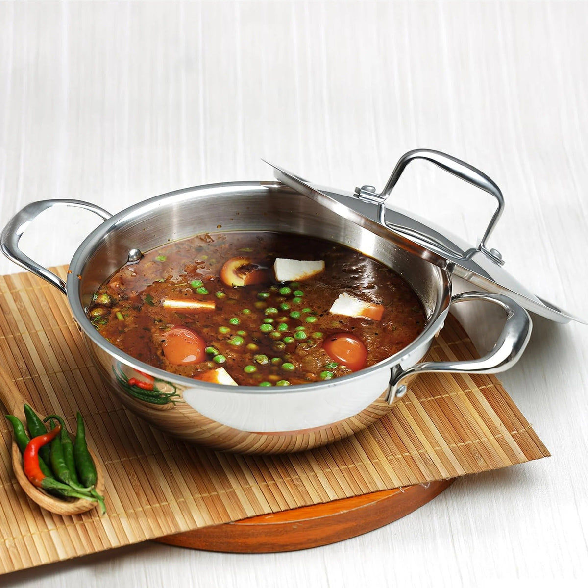 Triply Stainless Steel Sauce Pan with Lid 18 cm 2.2L Induction Easy Grip Handles
