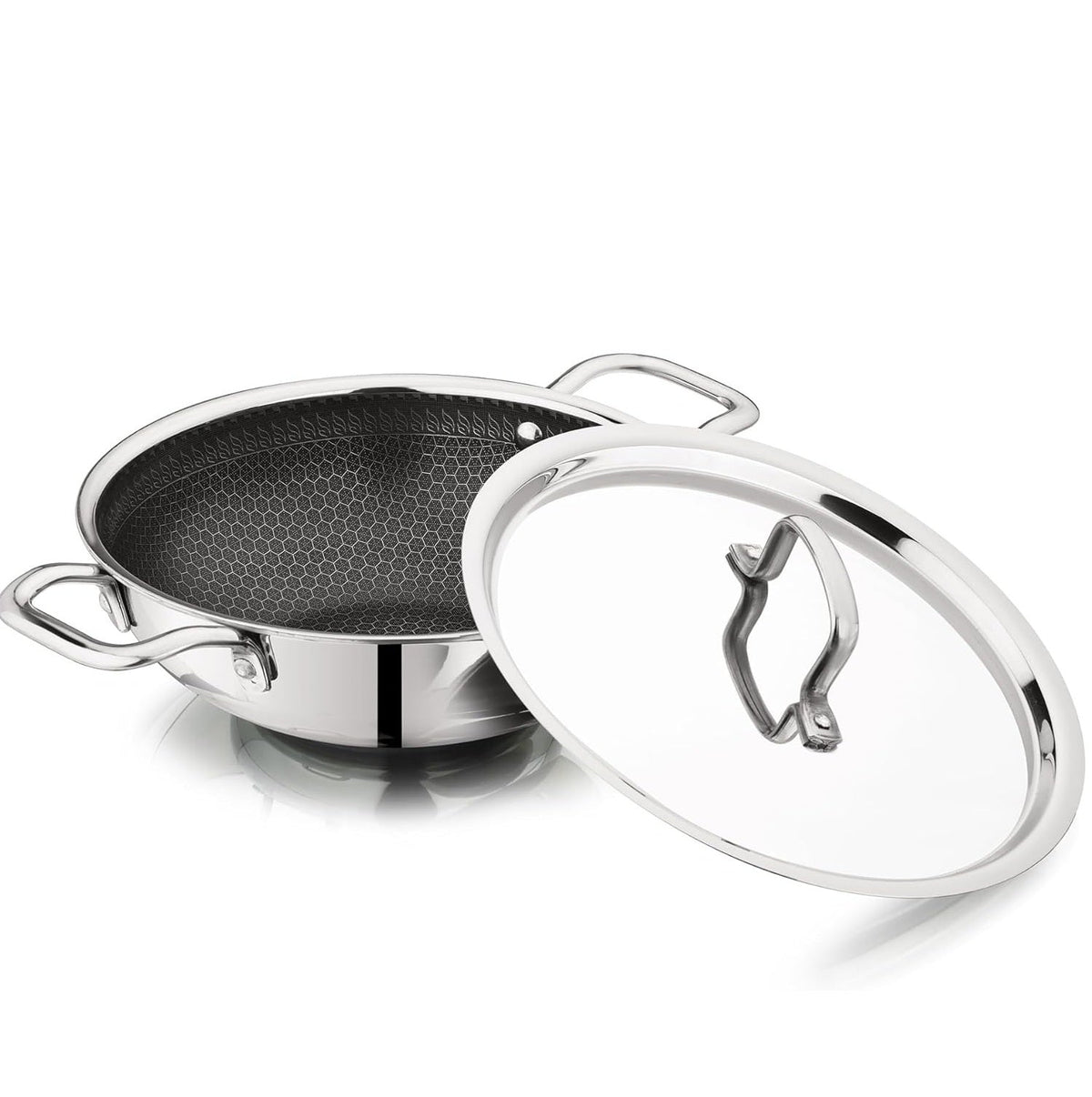 Tri-Ply Stainless Steel Kadai With S.S Lid, Stainless Steel Kadai for Cooking, Triply Kadhai 28 CM | 3.9 Liter | 6-7 People