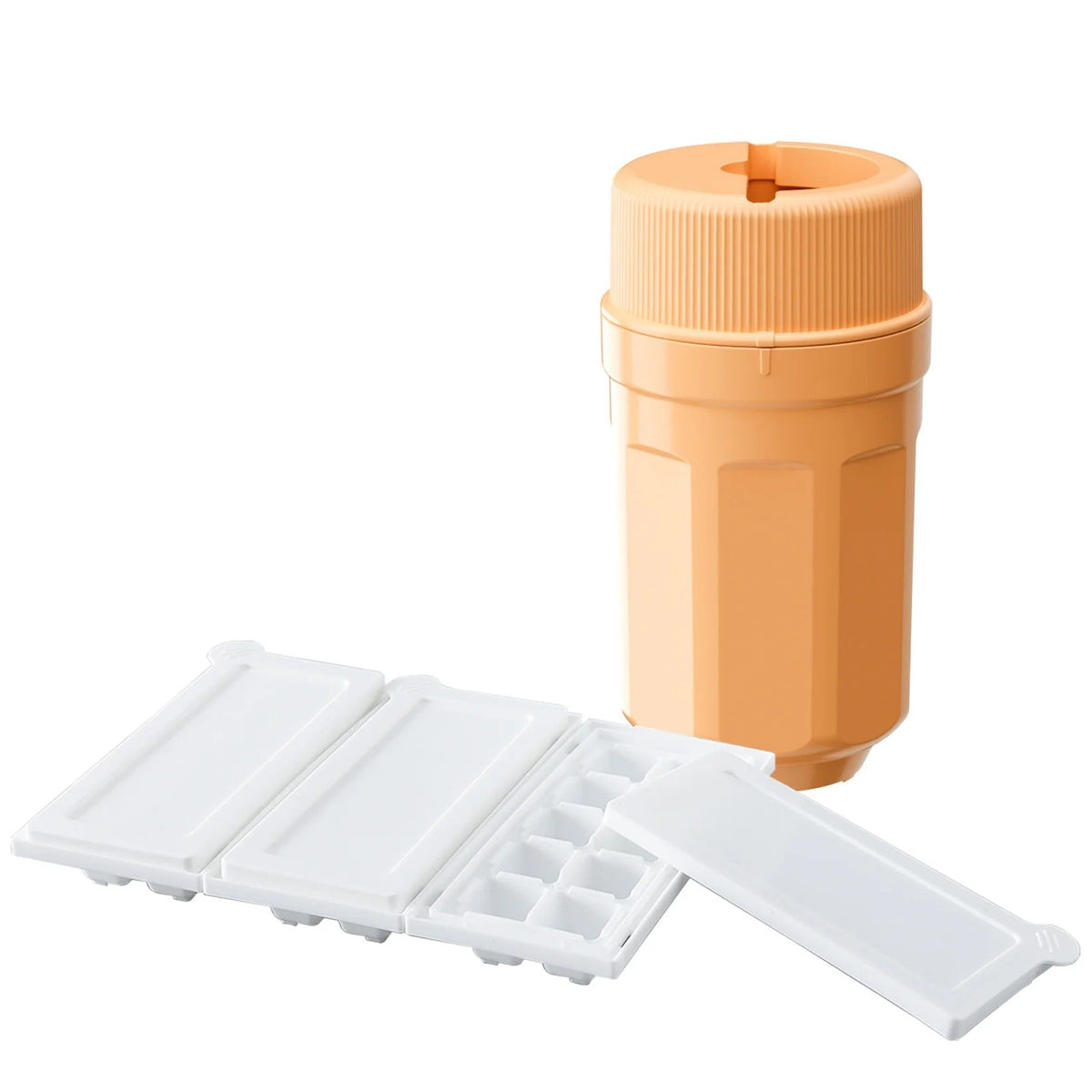 Combo: Twisting Ice Cup & 3 Silicone Ice Cube Trays, Orange, 58 Ice Cubes