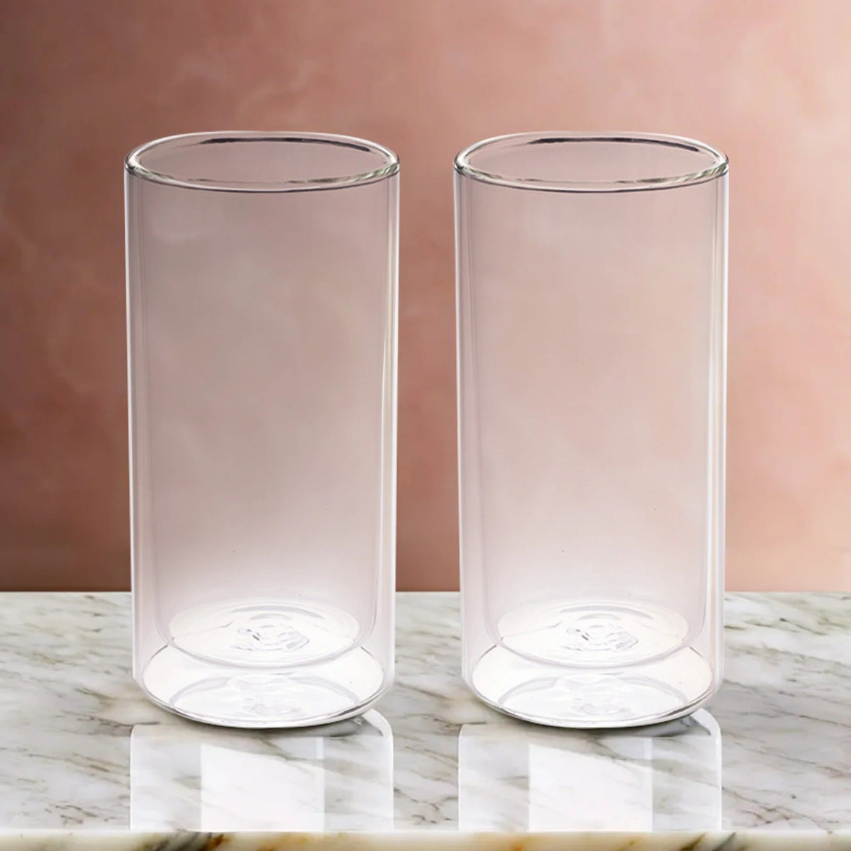Set of 2: Double Wall Borosilicate Glass Coffee Mugs, 250 ml, Transparent