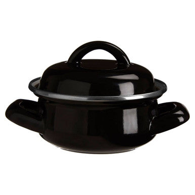 Black Enamel 10cm Mini Casserole Dish with Lid