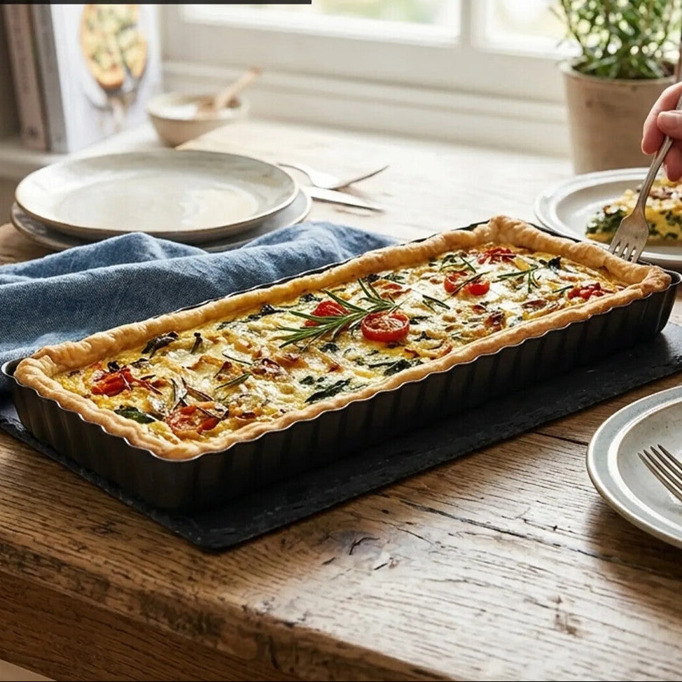 Rectangular Fluted Flan Quiche Tin with Loose Base