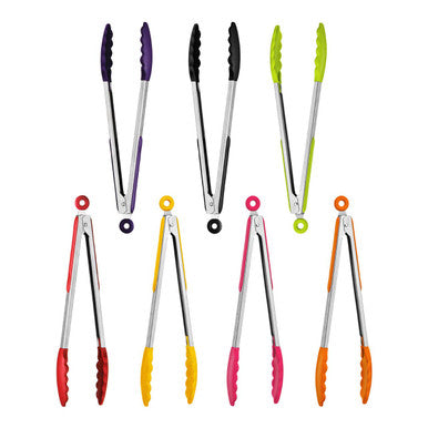 Black Silicone and Stainless Steel Tongs