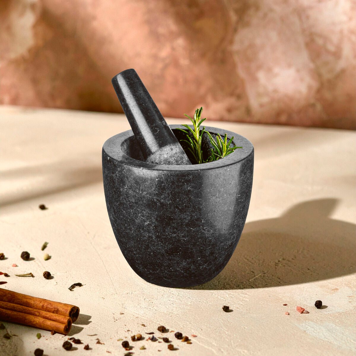 Speckled Charcoal Granite Mortar and Pestle