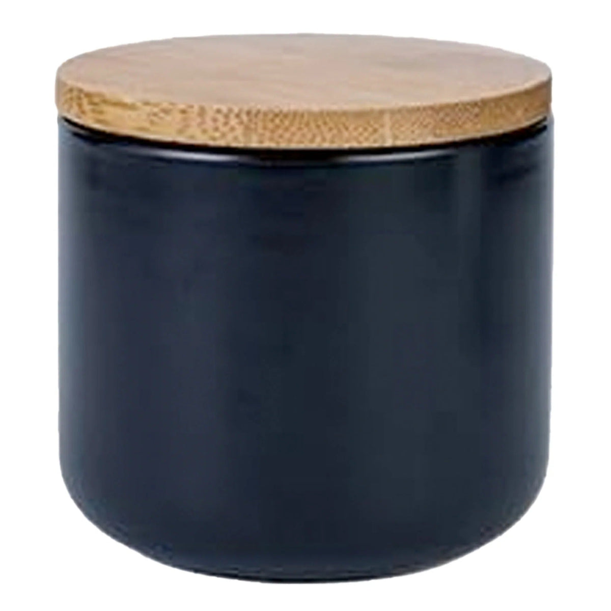 260 ml Ceramic Jar with Bamboo Lid, Airtight, Black, Kitchen Storage