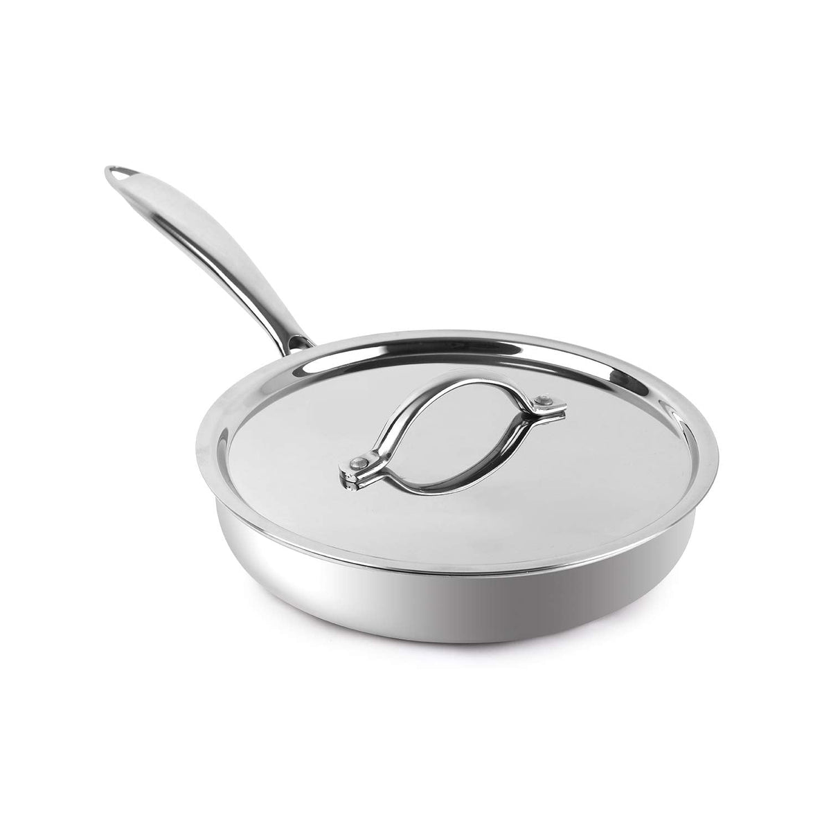 Induction Base Tri-ply Fry Pan With Stainless Steel Lid Flame Proof, Durable & Rust-resistant