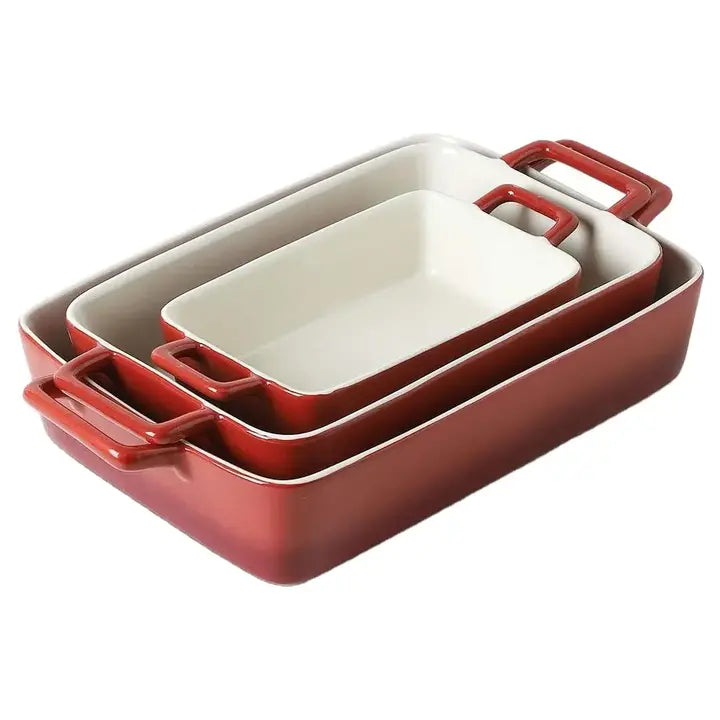 Premium ceramic bakeware, oven-safe cookware in assorted sizes for baking, roasting