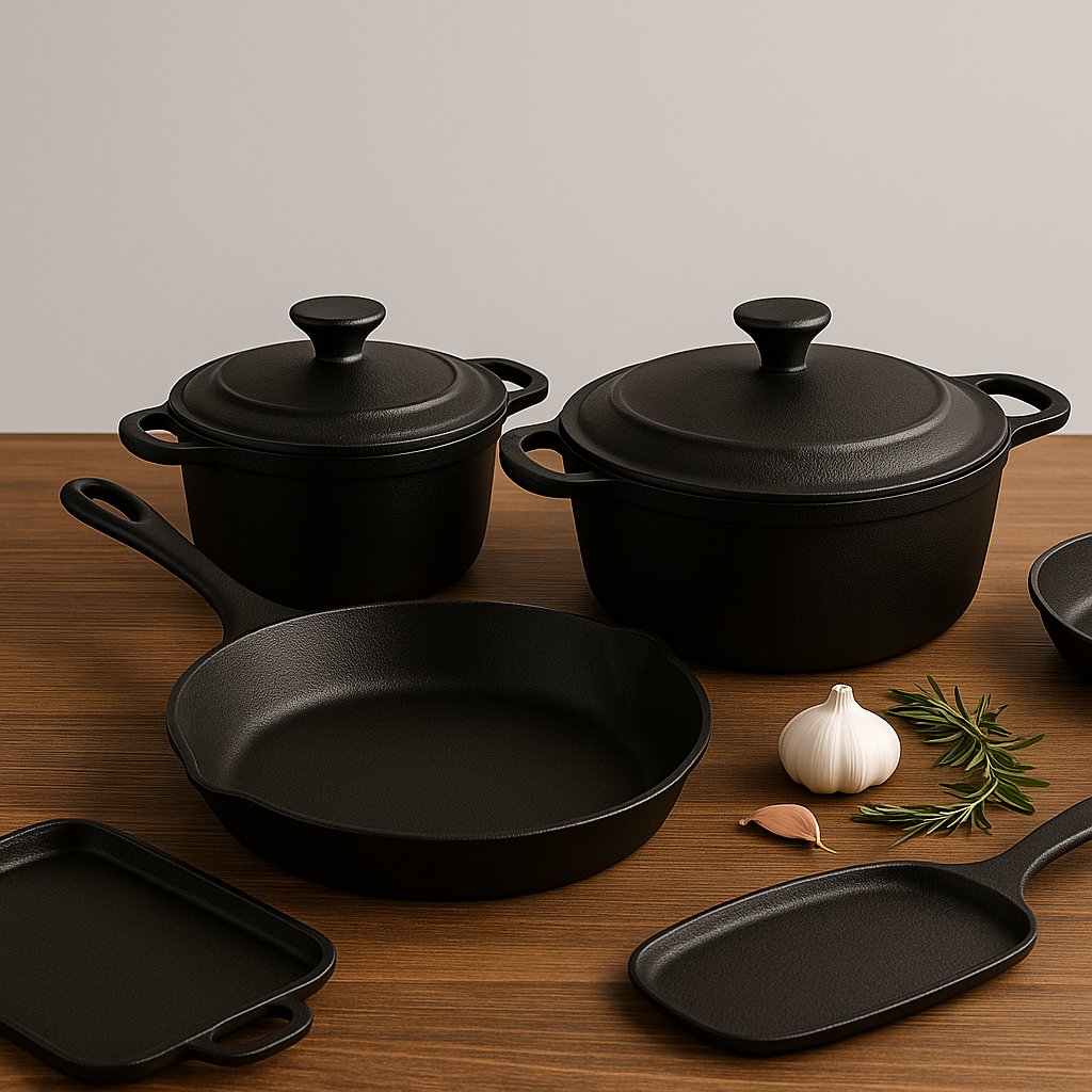 Premium cast iron skillets, pans, and griddles cookware collection
