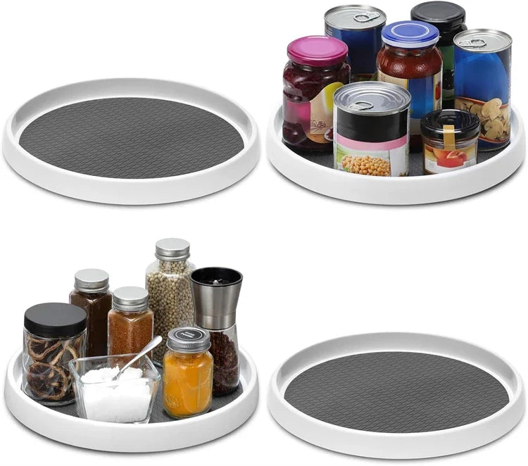 Non-Skid Lazy Susan Turntable Organiser – Rotating Spice Rack Tray for Cabinets & Pantry – Great for Spices, Jars & Condiments – Available in 25cm & 30cm