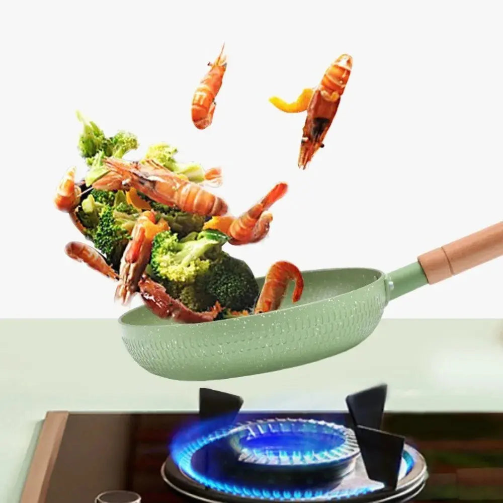 Maifan Stone Non-Stick Frying Pan – Skillet for Searing, Sautéing, Steak, Eggs, Pancakes, Crepes, Stir-Frying & Daily Cooking – Heat-Resistant Handle – Compatible with Gas & Induction Cookers– Colour: Green Green – 24cm